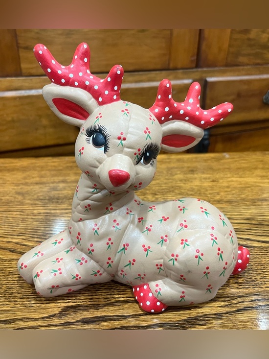 Other - 🎄 Vintage Christmas Reindeer Ceramic Figurine Holiday Kitschy Decor Nostalgia
